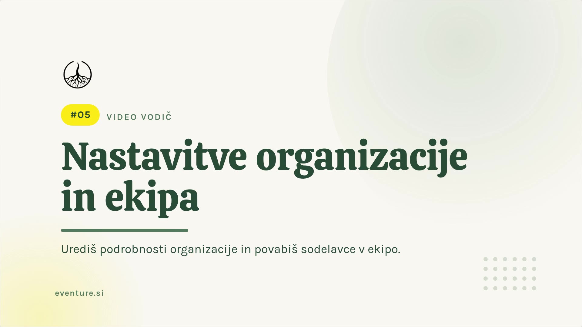 Nastavitve organizacije in ekipa